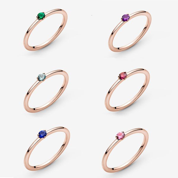 

copper silver alloy zircon women's fashion single stone rose versatile couple index finger purple gold tail ring