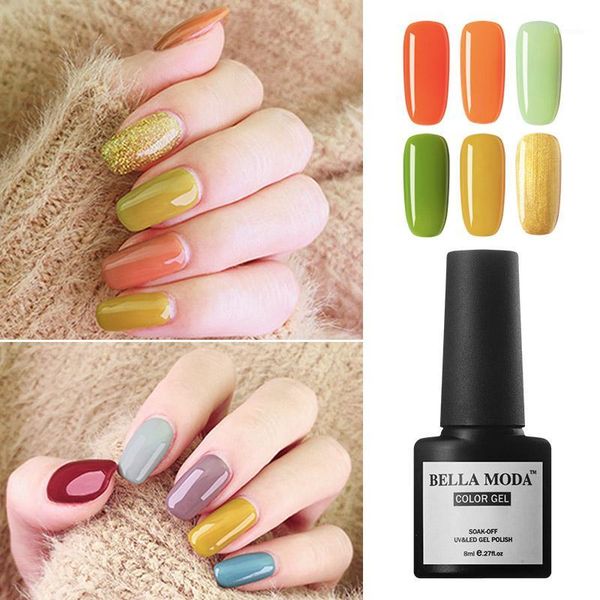 

8ml bella moda nail polish lacquer kit art soak off uv gel varnish gel1, Red;pink