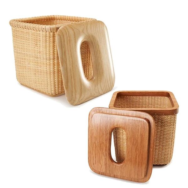 

tissue boxes & napkins rattan box pastoral style handmade square wooden cover