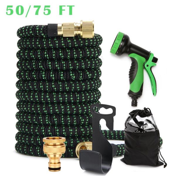 

50/75/ft garden hose retractable magic water flexible expandable reels watering for vegetable & car wash spray equipments