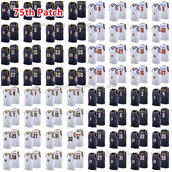 

printed 75th patch city basketball jerseys 15 nikola 27 jamal jokic murray 50 aaron 5 will gordon barton 11 monte 0 jamychal morris green 32, Black;red