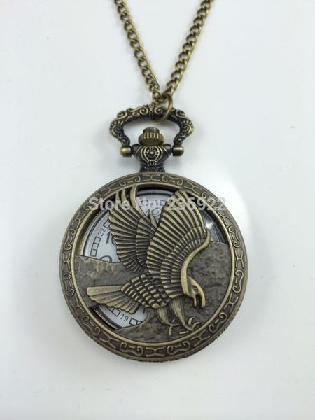 

10pc fashion vintage charm eagle pocket watch necklace dia 45mm, Silver