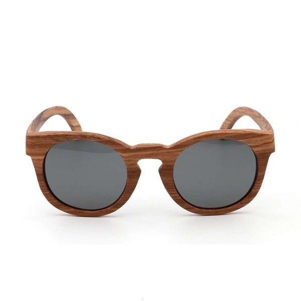 

highend accessories fashion gradient bamboo wood sunglass with blue lens retro sun glass man and women circle sunglass, Black