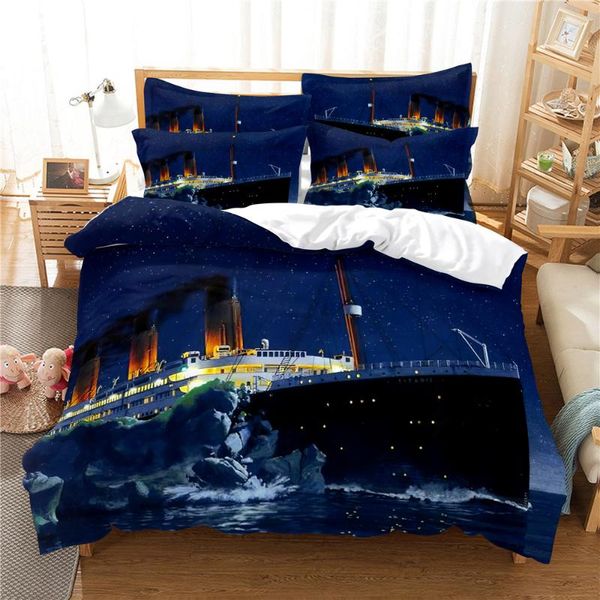 

bedding sets 3d steamship set  duvet cover bed cotton bedroom