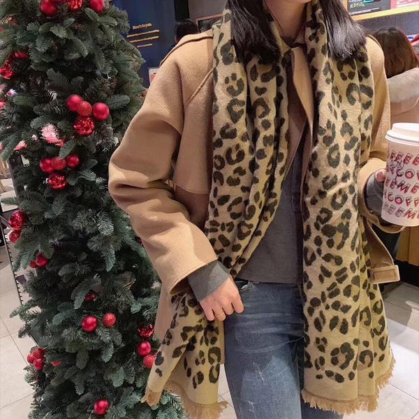 

scarves 2021 south korea east gate imitation cashmere leopard print women's scarf classic long fashion shawl, Blue;gray