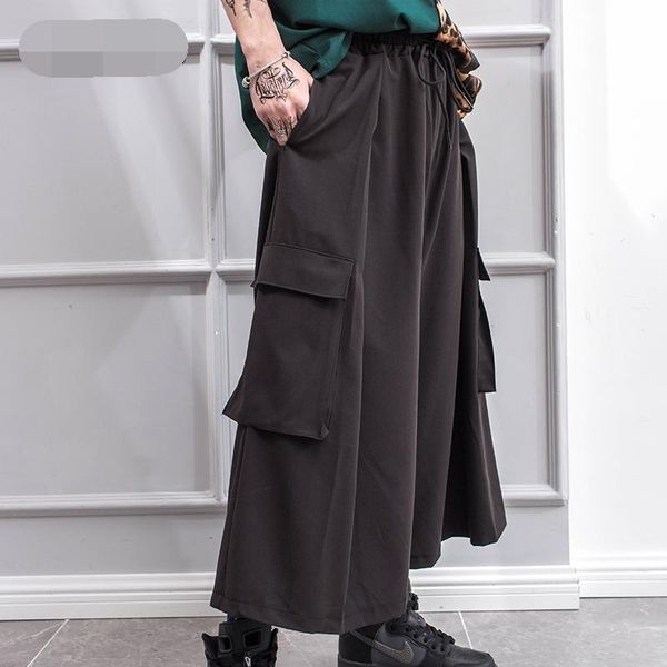

men's pants spring/summer casual baggy cargo flared culottes black yamamoto style
