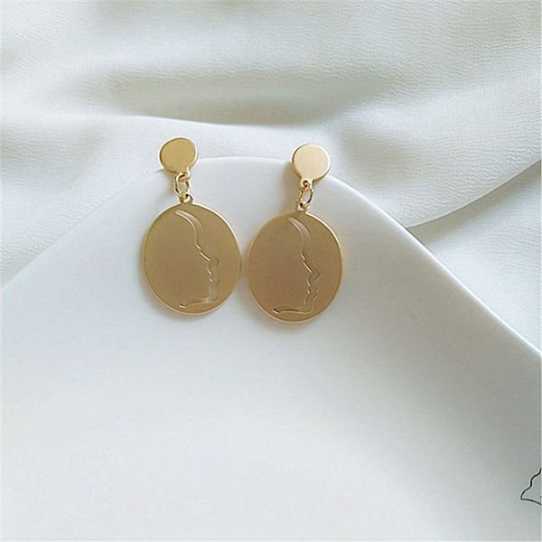 

personalized metal hollow side face earrings, female and earrings, Black