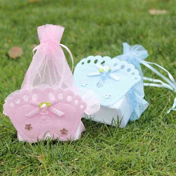 12 pcs decorações de casamento Baby chuveiro sacos de bebê favores favores com pés de bebê decorativo H1231