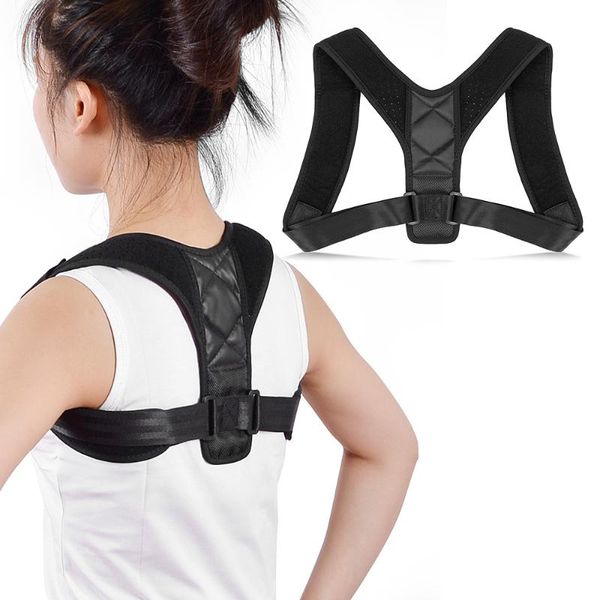 

adjustable upper back posture corrector shoulder fixer clavicle brace support belt for men women, Black;blue