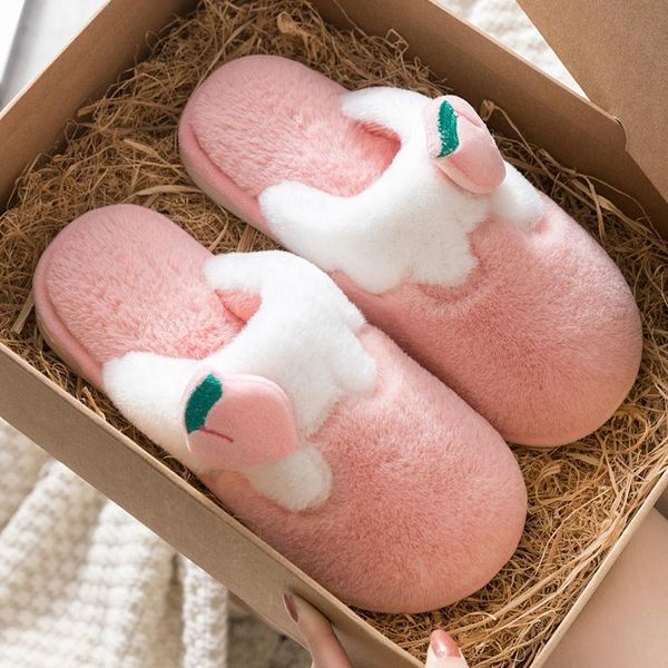 

apanzu women winter warm plush slippers indoor cartoon comfortable soft bottom home shoes house furry pink slides, Black