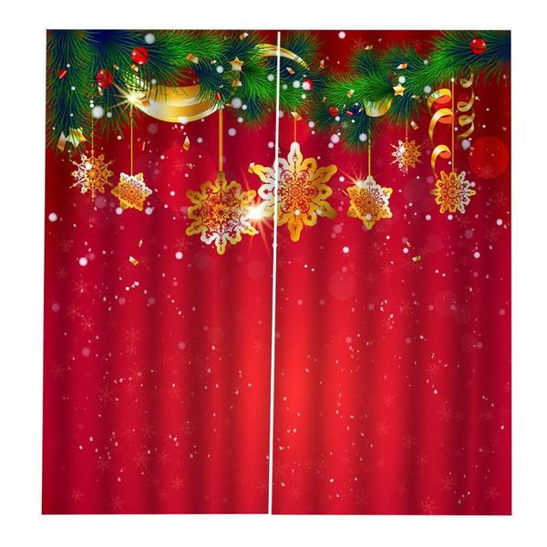 

christmas snowflake decoration full blackout hook curtain print bedroom living room decorative & drapes