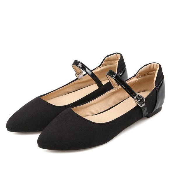 

dress shoes big size pointed suede flat sole summer ladies women woman, Black