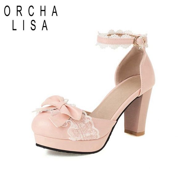 

dress shoes ocha lisa 2021 ladies sandals round toe flower high spike heels bowknot platform lace solid color comfy date nonslip a4071, Black