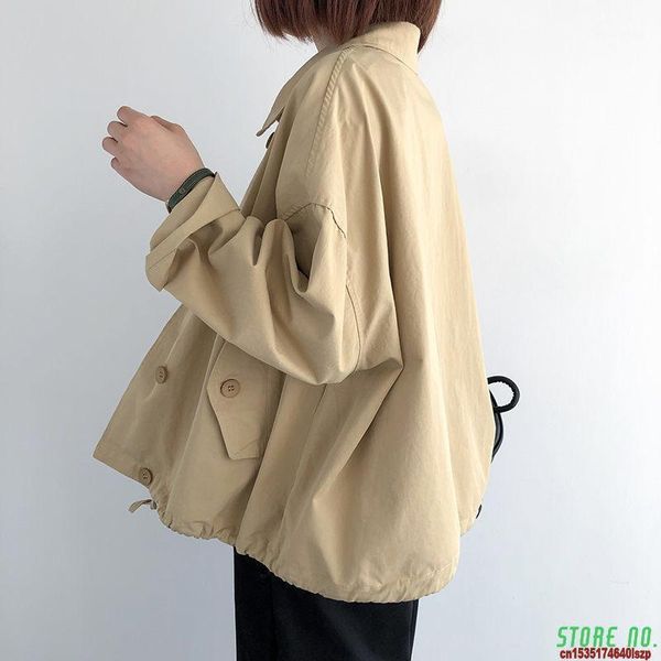 

women's jackets cotton jacket spring and autumn 2021 loose solid color wild korean style long sleeve casual trend coat zh207, Black;brown