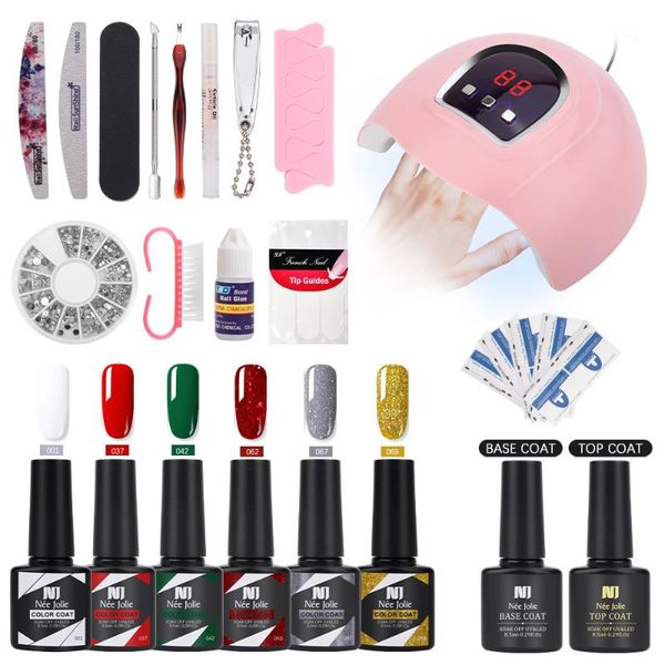 

nail art kits gel polish set with uv lamp 6 pcs colors decorations file polisher manicure pedicure tools