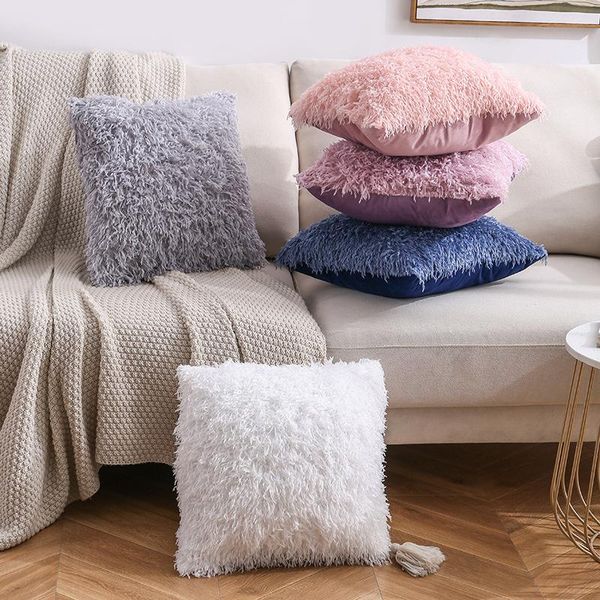 

cushion/decorative pillow 45*45 single side solid flocked decorative hug cover home decor pillowcase office sofa plush throw cushion 40009