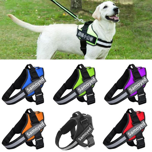 

pet dog chest strap leash suit personalized and customized name anti-punching nylon medium large hound accessories collars & leashes