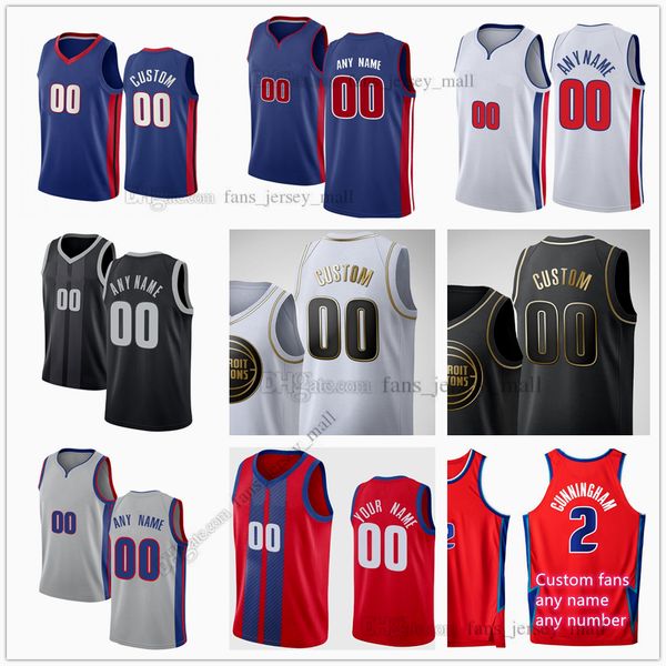 

custom printed 75th city basketball jerseys grant 9 jerami 13 kelly olynyk cade 2 cunningham 28 isaiah stewart 41 saddiq bey 8 trey lyles 17, Black;red