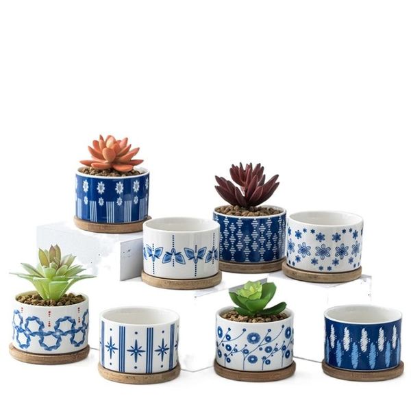 

planters & pots small ceramic cylinder flowerpot bonsai plant succulent planter pot deskoffice decor minimalist style glazed