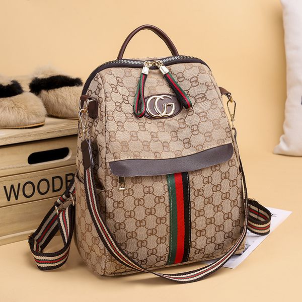 

backpack women's new fashion printed contrast backpack high-capacity one shoulder travel bag fashion purses sale