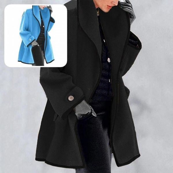 

women's trench coats cool women jacket single button oversized outwear turn-down collar, Tan;black