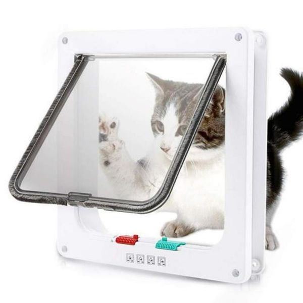 

plastic flap door for dog cats kitten small pet gate kit cat dogs doors with 4 way security lock carriers,crates & houses