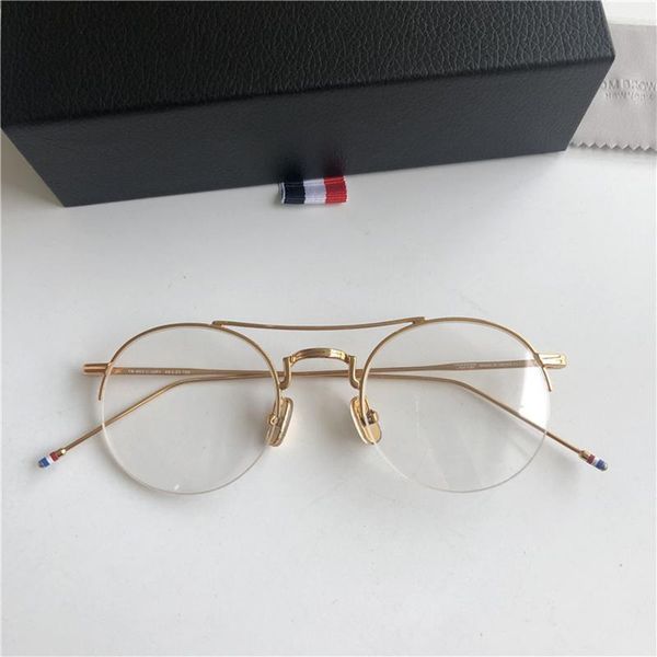 

fashion sunglasses frames classic metal half frame glasses for men women retro round circle semi rimless eyeglasses optical myopia prescript, Black