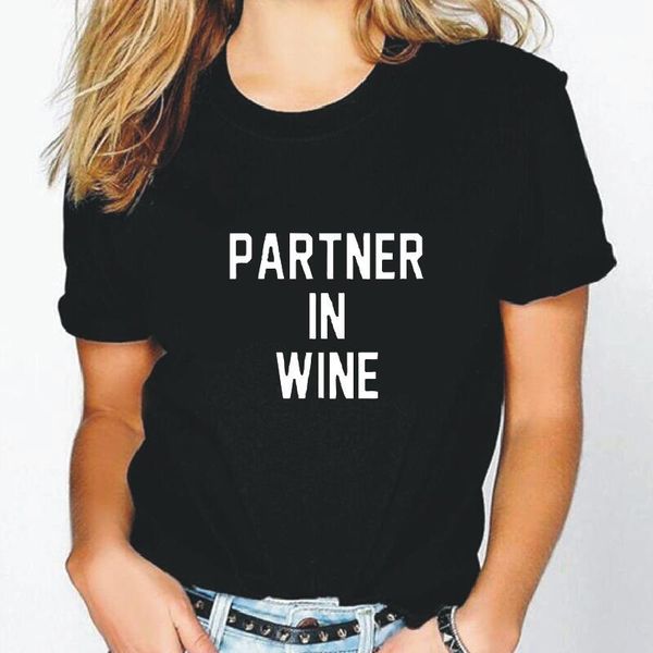 

women's t-shirt partner in wine hipster women summer fashion harajuku plus size cotton tshirt white black camiseta mujer