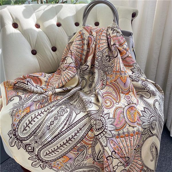 

scarves women twill 100% real silk scarf square 135x135cm bufanda mujer pure neck scarfs wraps for gift neckerchief bandana shawls, Blue;gray