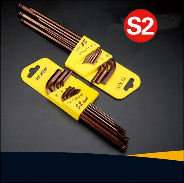 

hand tools durable 9pcs hexagon allen 1.5-10mwm s2 key wrench set ball end spanner screwdriver repair