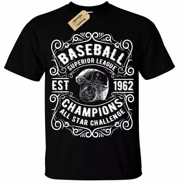 

baseball champions t-shirt man, White;black