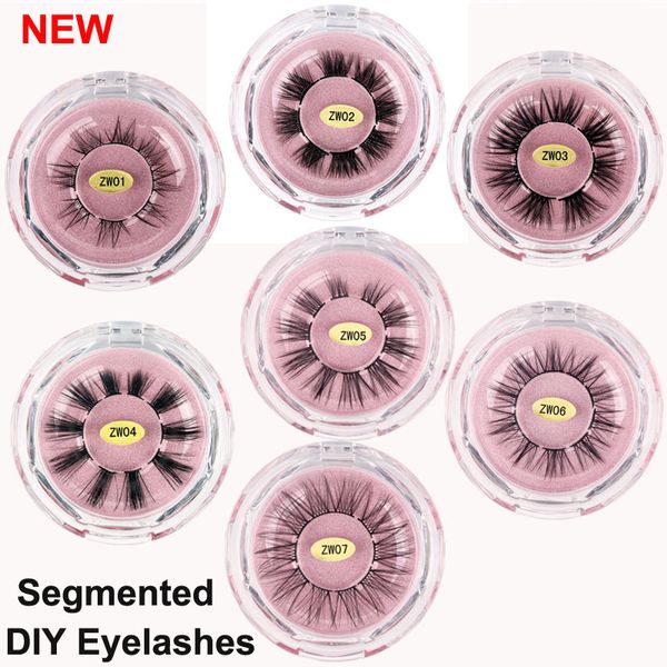 Ciglia finte 3D Estensione ciglia segmentate fai-da-te Ciglia finte visone Drammatico Spessa Sezione naturale Ciglia Ciglia soffici Strumenti per il trucco degli occhi