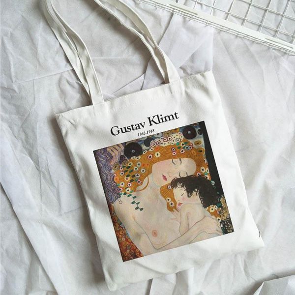 

evening bags gustav klimt summer female casual harajuku high-capacity canvas art print fun fashion college vintage shoulder