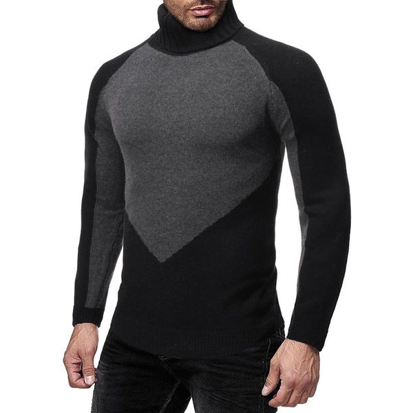 

men's sweaters walkwide 2021 winter warm sweater long-sleeved color matching casual solid slim male fashion wild and comfortable, White;black