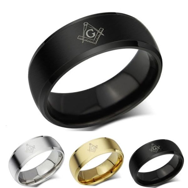 

masonic stainless fashion lovers men and women titanium steel ring, Black