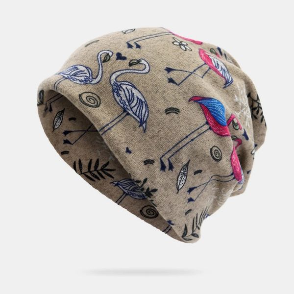 

fashion printed dual-use hat hooded beanie scarf - camel, Blue;gray