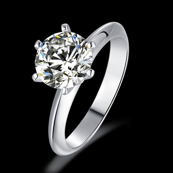 

cluster rings 1.5ct 7.5mm d round 18k white gold plated 925 silver moissanite diamond ring for women,with certificate can passed test, Golden;silver