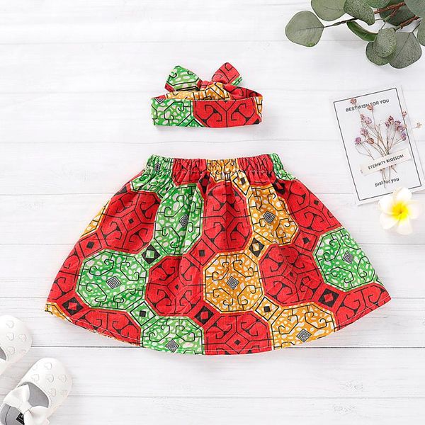 

african style skirt for baby girls clothing toddler kids print casual cute skirts with headband set #lr4