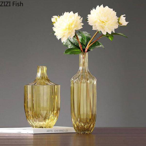 

vases modern minimalist transparent glass vase flower arrangement art crafts living room entrance table floral home decoration