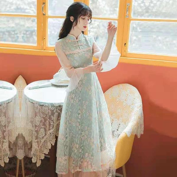 

ethnic clothing cheongsam qipao chinese traditional dress embroidery retro improved cheongsams oriental party summer floral dresses for wome, Red