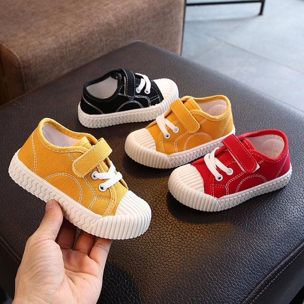 

athletic & outdoor spring and autumn children's breathable canvas shoes boys casual sneakers girls baby biscuit solid, Black