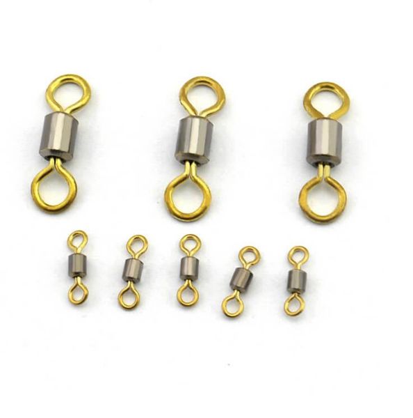 

100pcs/pack fishing barrel bearing rolling swivel double color swivels solid ring hook line connector tackle hooks