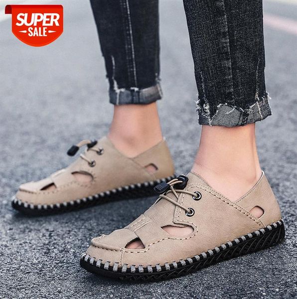

men's sandals, large size shoes, microfiber casual outdoor handmade #6l5p, Black