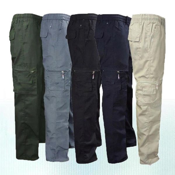 

men's pants solid color summer overalls military casual trousers hunting style fashion streetwear, Black