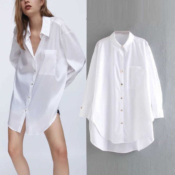 

za oversized blouse white button up shirts women summer fashion ladies long sleeve big size woman long shirt tunic 210721