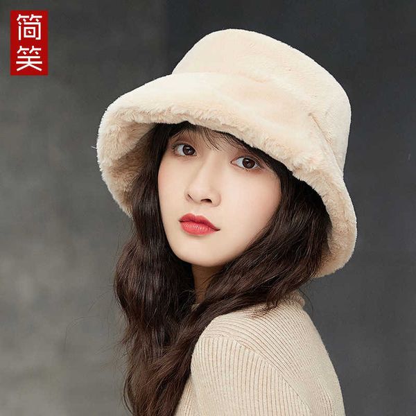 

fisherman hat women's autumn and winter psh basin hat korean casual fashion thick fur warm, Blue;gray