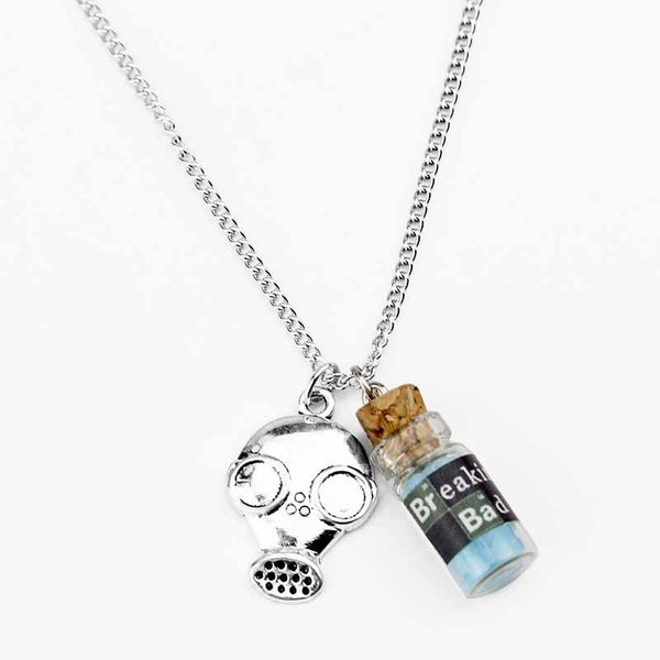 

breaking bad inspired cork vial necklace blue crystals heisenberg jewelry gift pendant necklaces, Silver