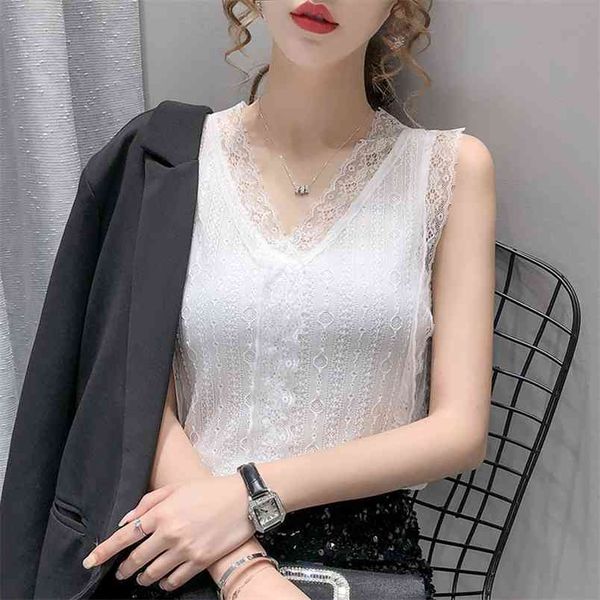 

wwenn korean fashion clothing plus size solid white shirt women blouse summer womens and blouses lace black blusas muje 210507