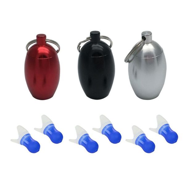 

set waterproof earplugs with aluminium alloy bottle silicone sound-proof ear plugs for flight swim hearing protection (blue ea nose clip