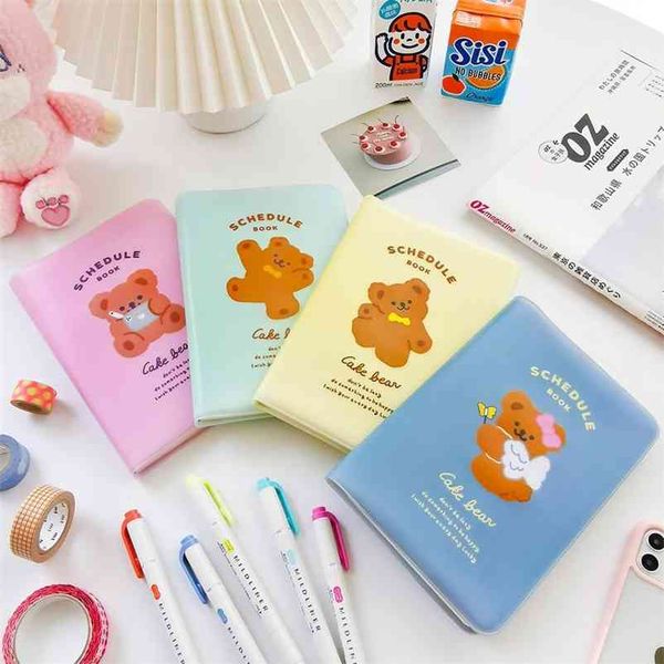 Bonito Urso Notebook e Jornal Semanal Notepad Escritório Grade Agenda Planner Organizador Kawaii Diário Notas de Notas Escola Esboçador Plano 210611